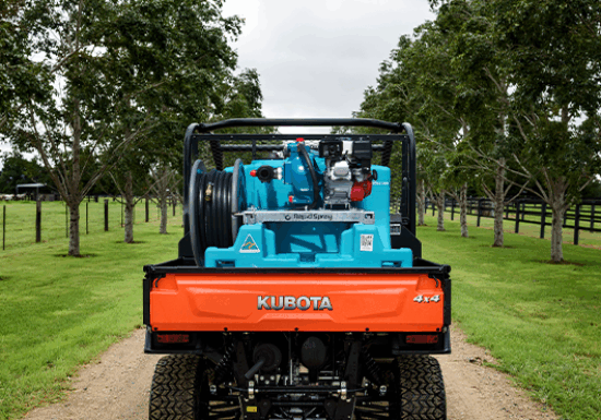 firescout firefighter in utv driving on farm