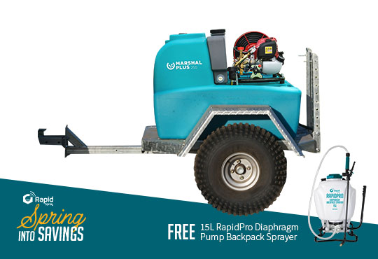 250L Marshal Plus with 30m Manual Hose Reel & ATV Trailer