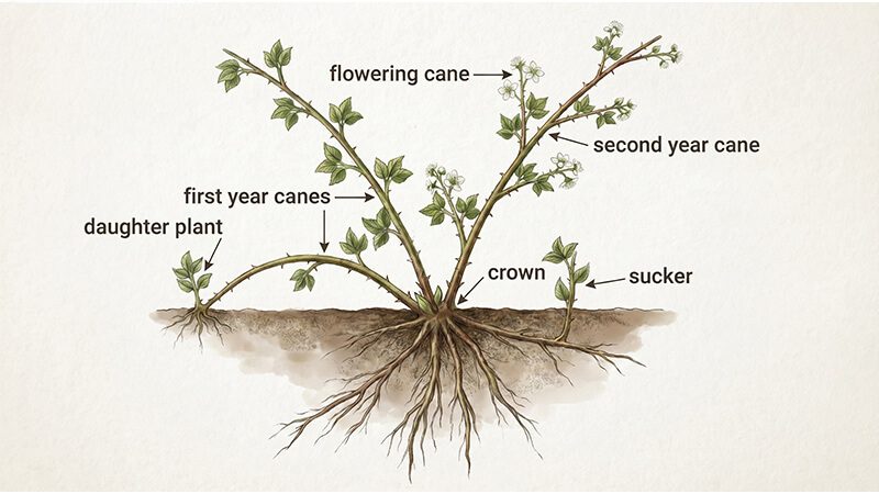 blackberry weed plant parts diagram