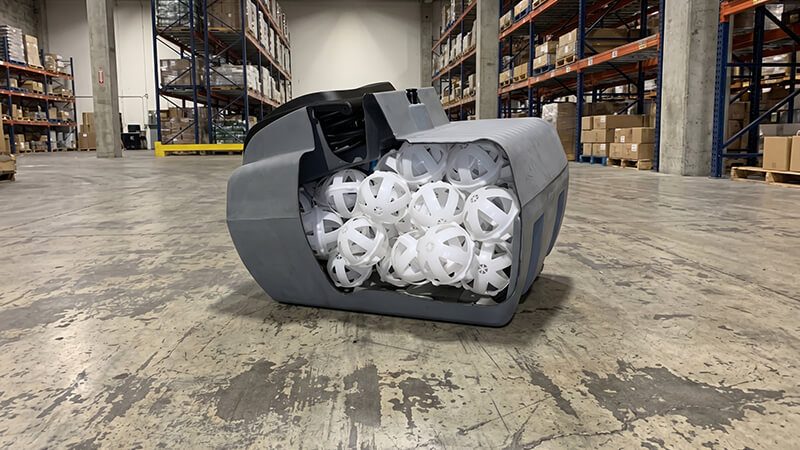 Cutaway view of diesel fuel pod highlighting ball baffle system for improved fuel stability and reduced surge