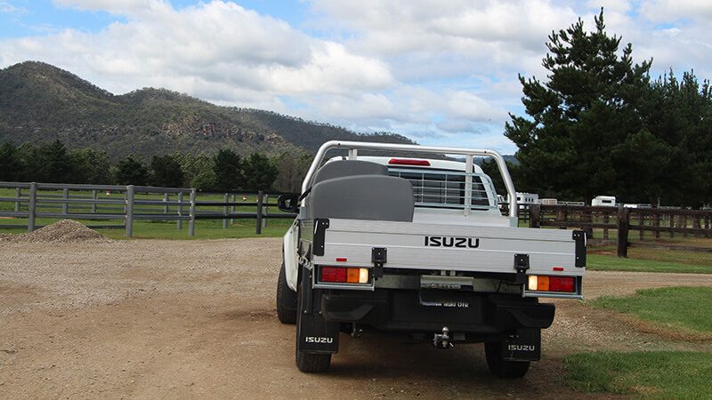 Rapid Spray Genius Diesel Fuel Pod mounted on the back tray of a ute, ready for safe and efficient diesel refuelling on site